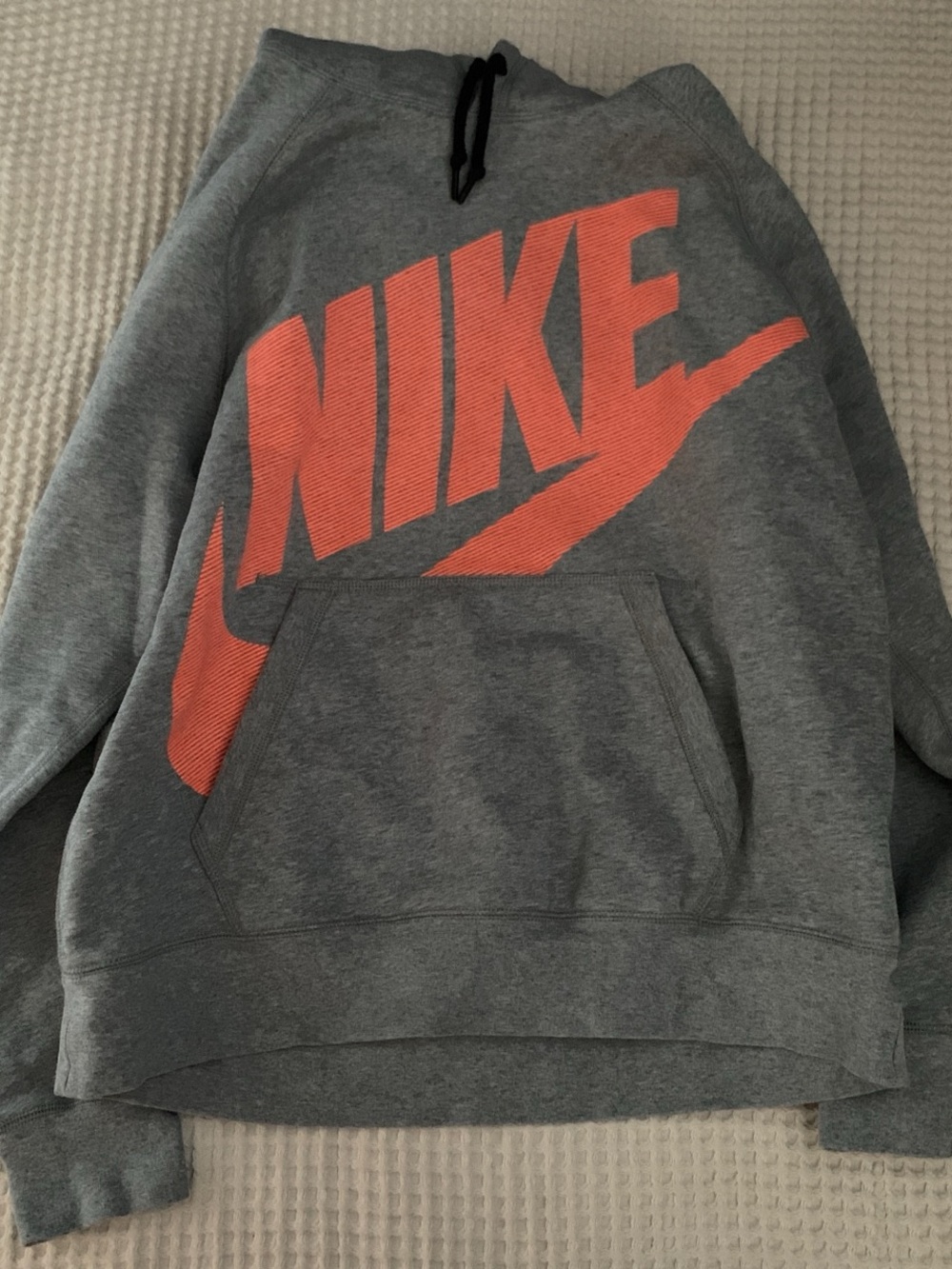 Nike Gray Hooded Sweatshirt with Orange Logo - Picture 2 of 4